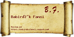 Babirák Fanni névjegykártya