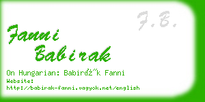 fanni babirak business card